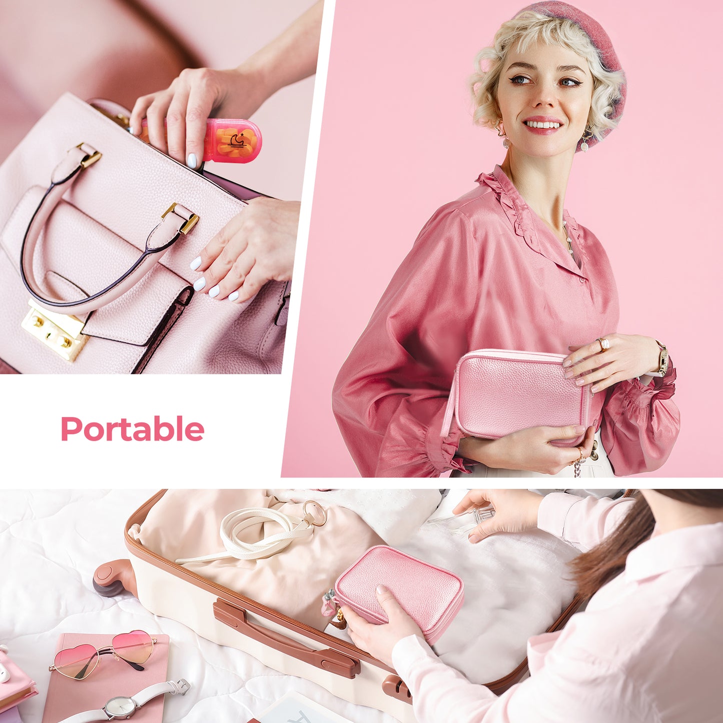 Cute PU Leather Pill Organizer 3 Times a Day