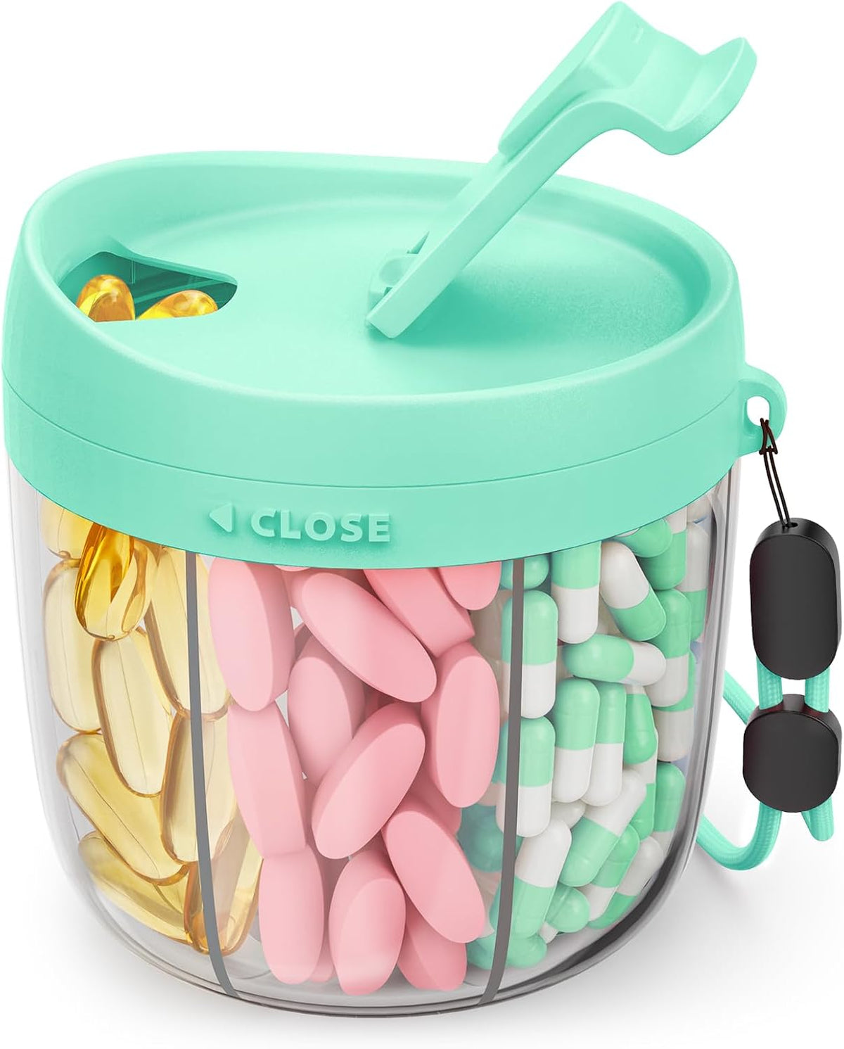 AMOOS Travel Pill Dispenser with Anti-Mix Design, 7-Slot, Patented, small