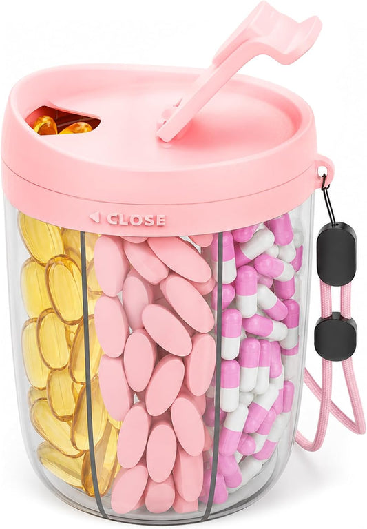 AMOOS Travel Pill Dispenser with Anti-Mix Design, 7-Slot, Patented, large