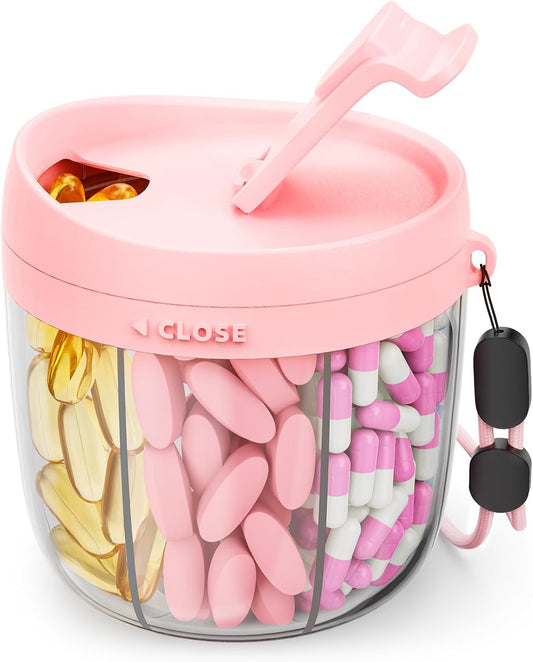 AMOOS Travel Pill Dispenser with Anti-Mix Design, 7-Slot, Patented, small