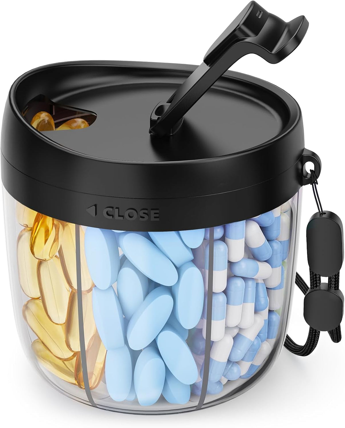 AMOOS Travel Pill Dispenser with Anti-Mix Design, 7-Slot, Patented, small
