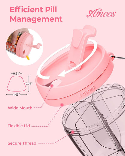 AMOOS Travel Pill Dispenser with Anti-Mix Design, 7-Slot, Patented, small