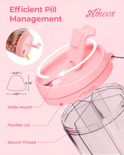 AMOOS Travel Pill Dispenser with Anti-Mix Design, 7-Slot, Patented, large