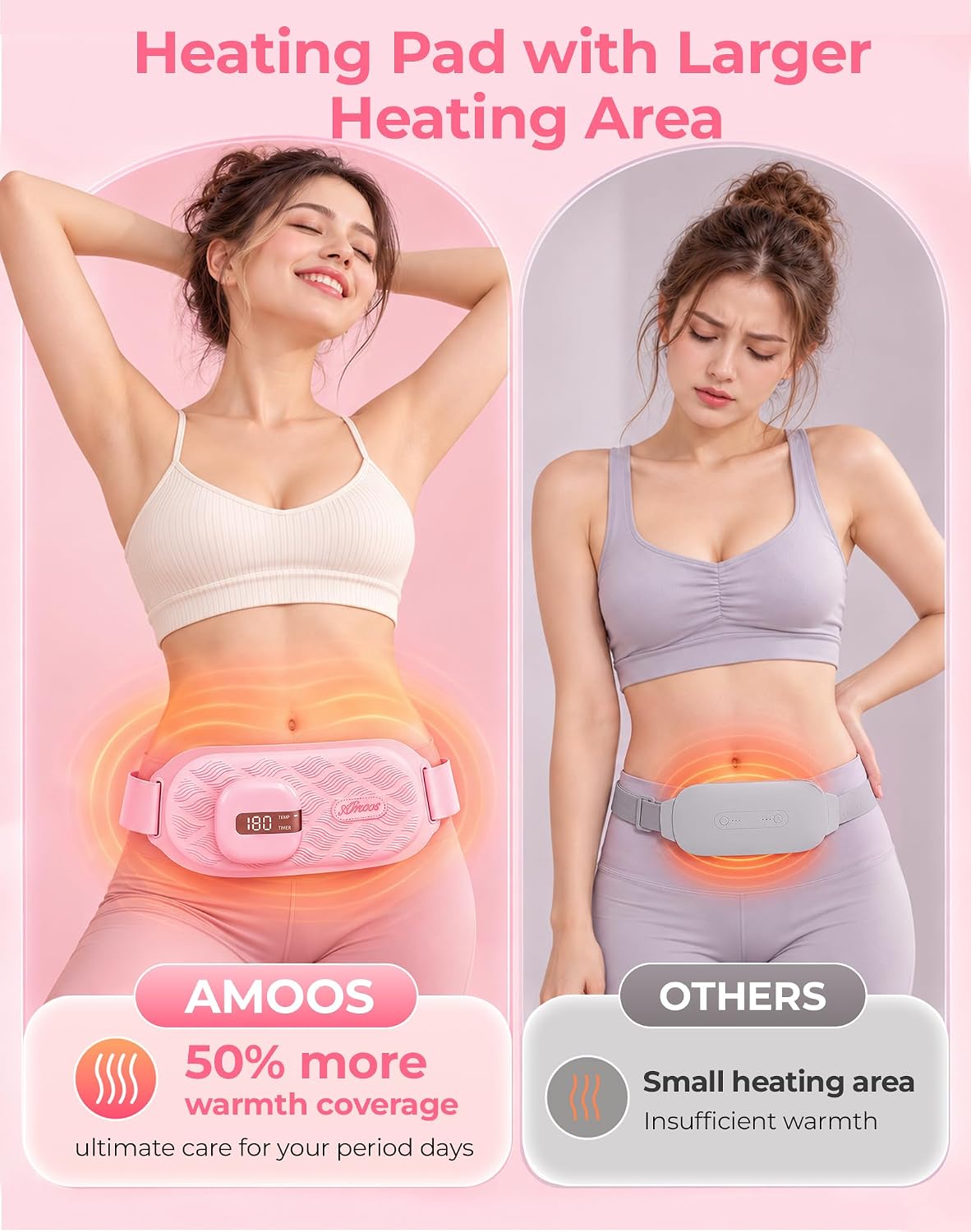 AMOOS Menstrual Heating Pad for Period Cramps Relief, Larger Heat Area for Women