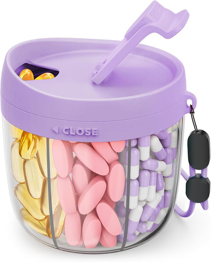AMOOS Travel Pill Dispenser with Anti-Mix Design, 7-Slot, Patented, small