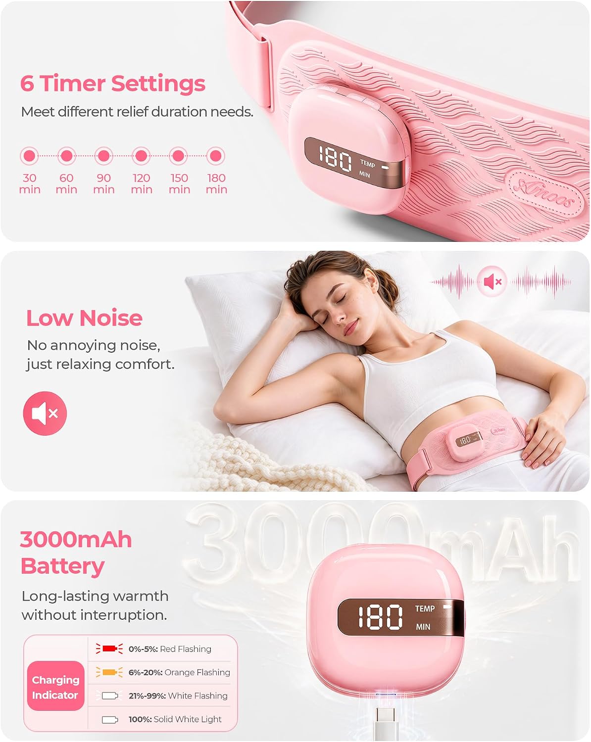 AMOOS Menstrual Heating Pad for Period Cramps Relief, Larger Heat Area for Women