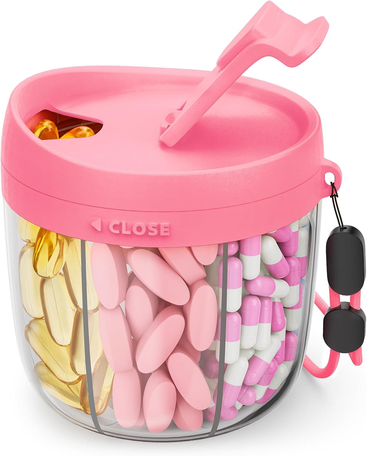 AMOOS Travel Pill Dispenser with Anti-Mix Design, 7-Slot, Patented, small