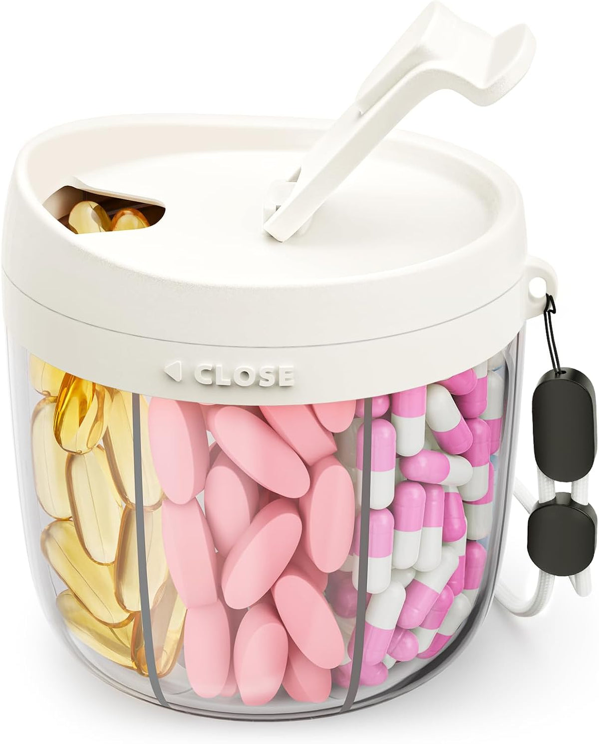 AMOOS Travel Pill Dispenser with Anti-Mix Design, 7-Slot, Patented, small