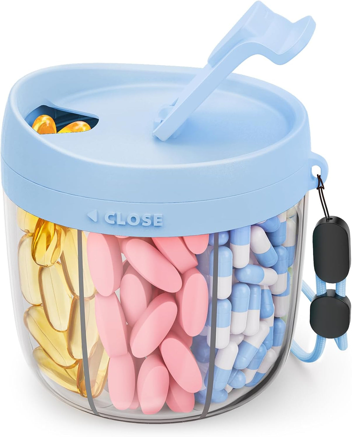 AMOOS Travel Pill Dispenser with Anti-Mix Design, 7-Slot, Patented, small