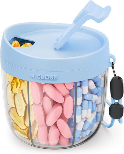 AMOOS Travel Pill Dispenser with Anti-Mix Design, 7-Slot, Patented, small